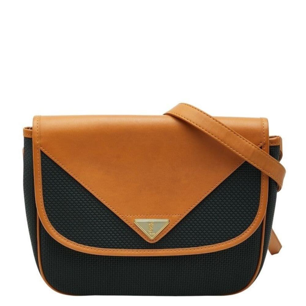 Saint Laurent Logo Plate Shoulder Bag Navy